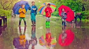 Rainy day activities for kids - splash in puddles